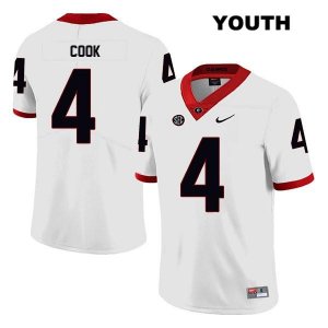 Youth Georgia Bulldogs NCAA #4 James Cook Nike Stitched White Legend Authentic College Football Jersey CFL3854HQ